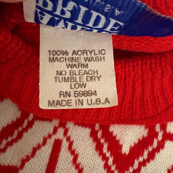 Vintage Red White Fair Isle Sweater - Women's Size L - Picture 4 of 5